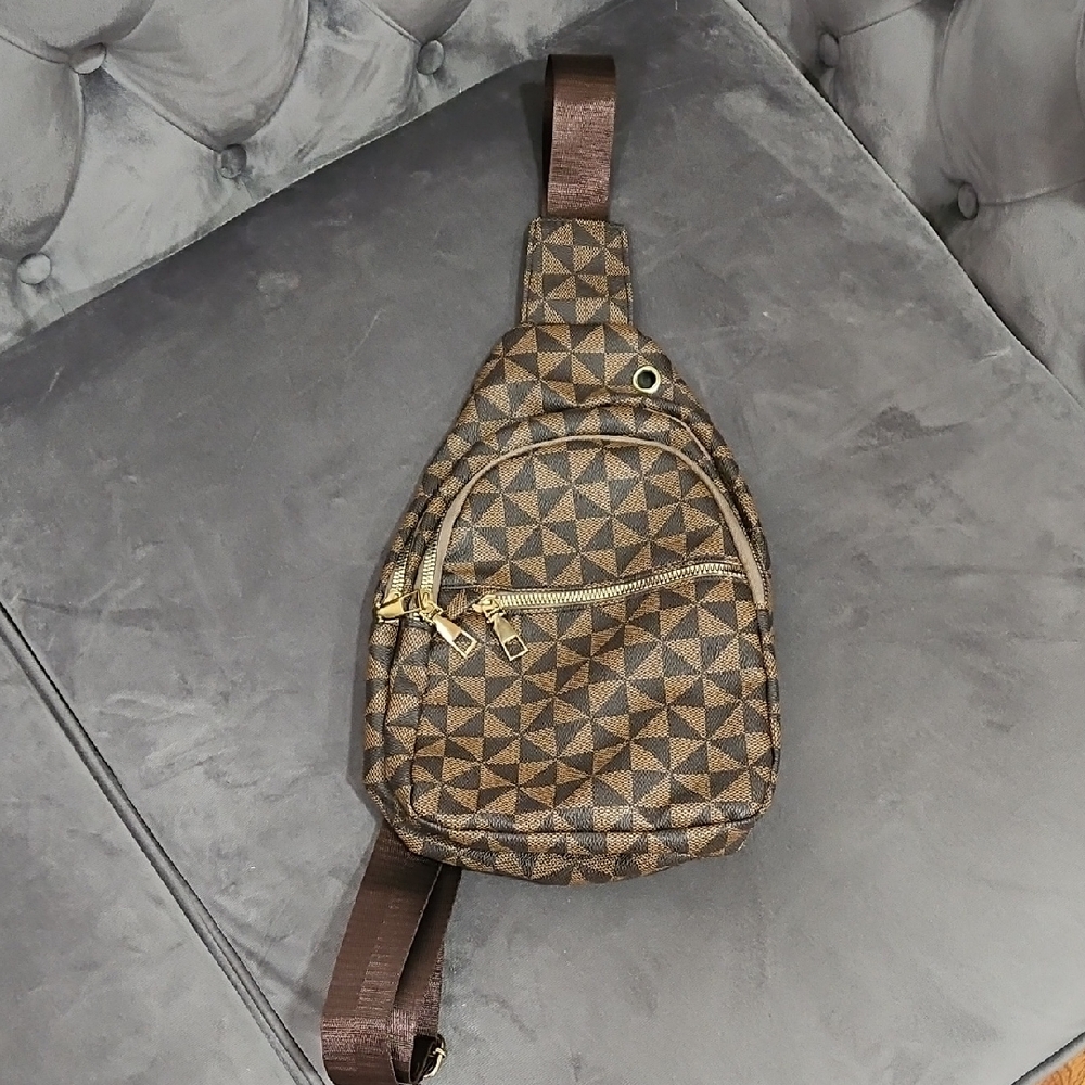 Elegant Brown Patterned Belt Bag